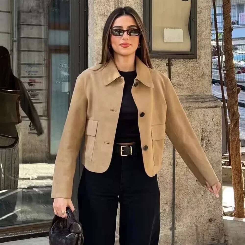 Designer Clothes Pb&Za Spring New Women's Fashion Temperament Casual Versatile Suede Short Jacket
