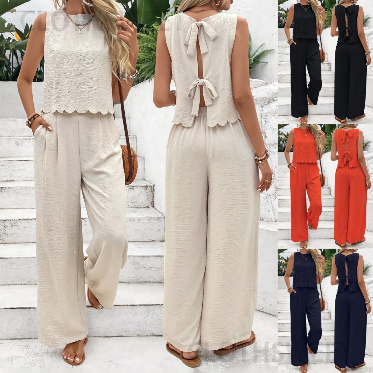 2025 Summer Womens Fashion Sleeveless Tank Top Casual Pants Set New Style