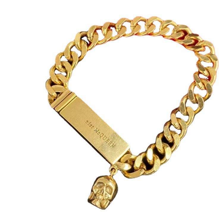2025 New Vintage Gothic Brass Adjustable Twist Chain Bracelet with Skull Rectangular Pendant & Engraved Letter Charm for Men and Women