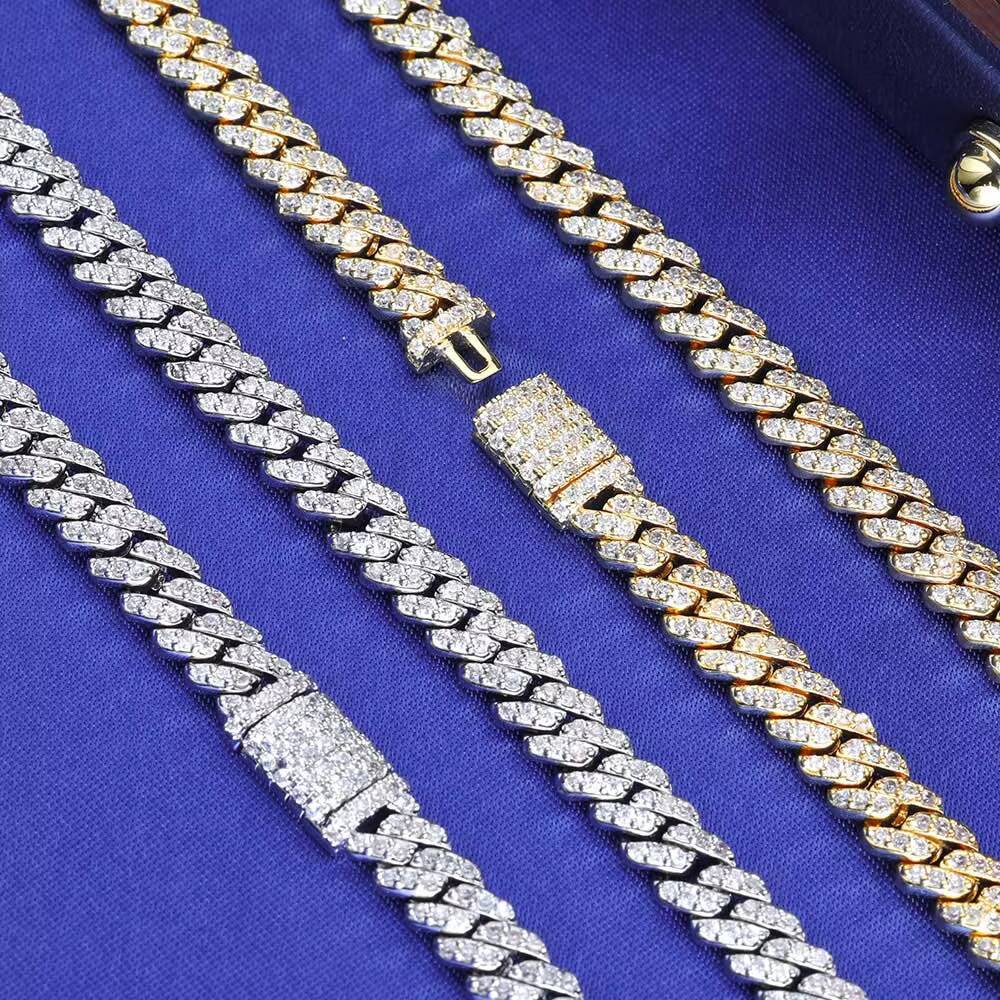NUOYA Hip Hop Bracelet 925 Silver Iced Out Cuban Link Pass Diamond Test Custom 6mm Width 1 Row Cuban Chain Moissanite Bracelet