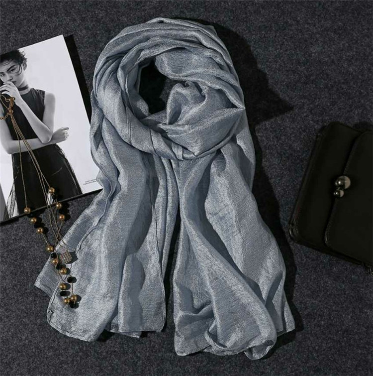 K495 Pure color Dutch linen scarf female summer long sun protection shawl spring and autumn gauze scarf breathable beach towel silk scarf autumn and w