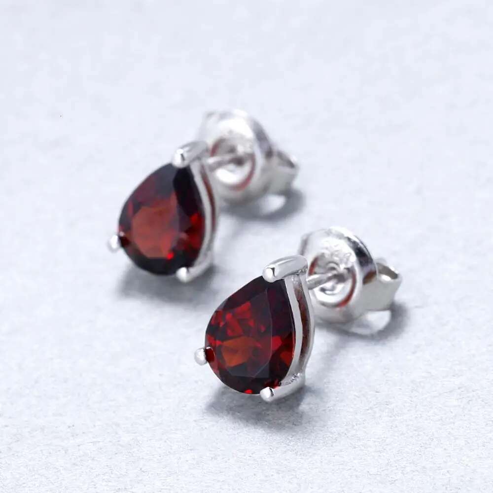 Gem's Ballet 6*8mm 2.74Ct Natural Red Garnet Gemstone Stud Earrings Genuine Sterling Sier Fashion Jewelry for Women