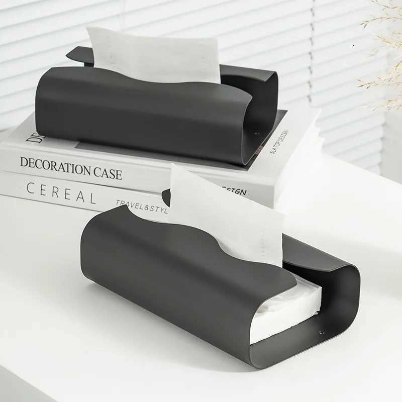 Nordic Home Kitchen Organization Stainless Steel Black Tissue Box Tissue Dispenser Tissue Paper Box Luxury Napkin HolderM251124