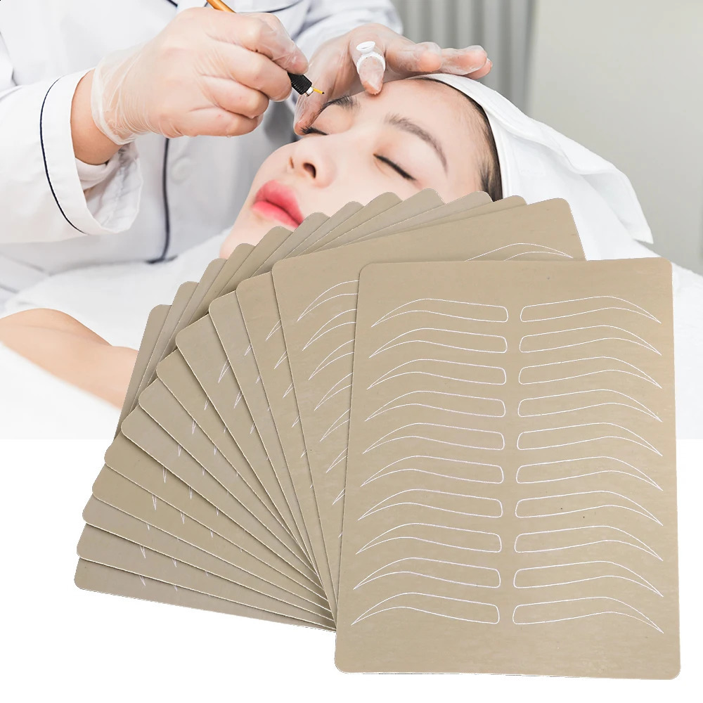 10pcs Microblading Eyebrow Practice Skin Silicone Tattoo Accessories Rubber Novice Make Up Trainning Fake Skin Beginner 250422