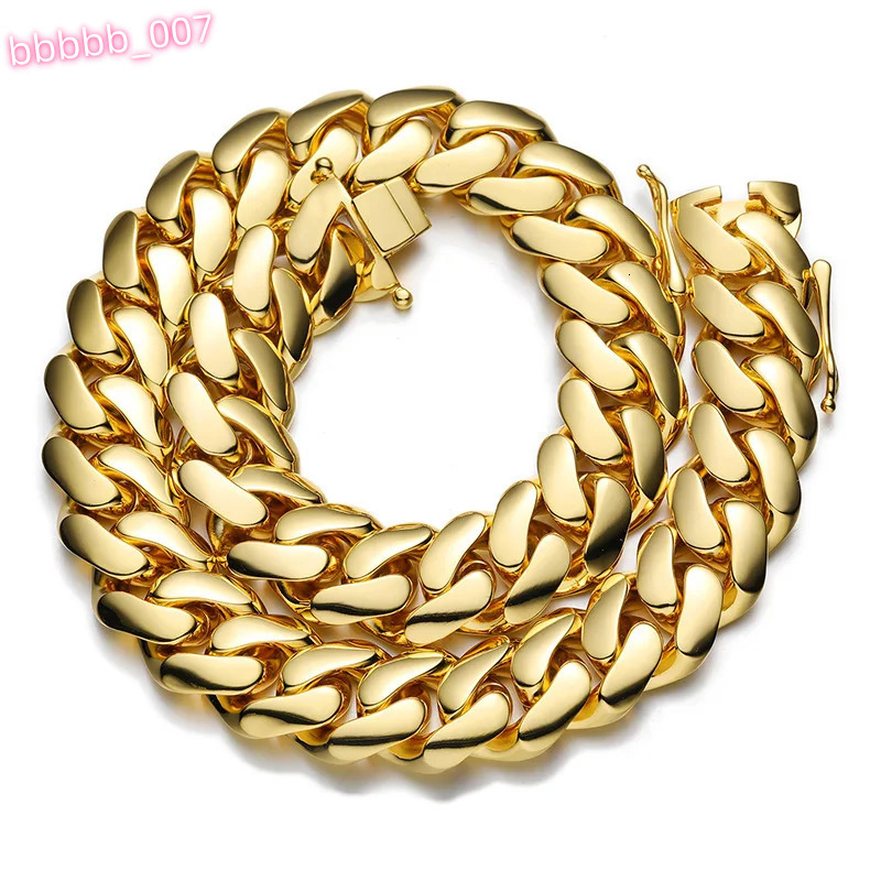 10-22mm wide Hip Hop Bling Gold Color Round Cuban Miami Link Chain Necklaces for Men Rapper Jewelry Drop Shipping