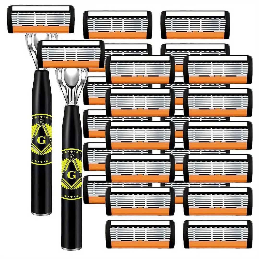 6 Layers Shaver Razor 1 Razor Holder 6 Blades Head Cassette Shaving Razor Set Blue Body Face Hair Removal Knife Women Men L251124