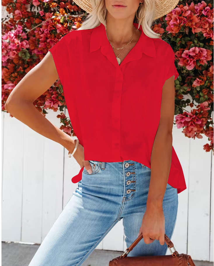 Womens shirt womens wear 2022 new top sleeveless V-neck solid womens shirt