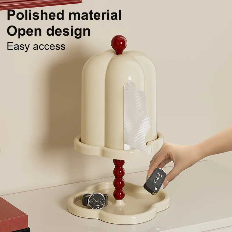 Tissue Holder Vintage Tissue Paper Box Holder Household Tissue Cover Box with Underside Trinket Tray Coffee Table Roll PaperM251124