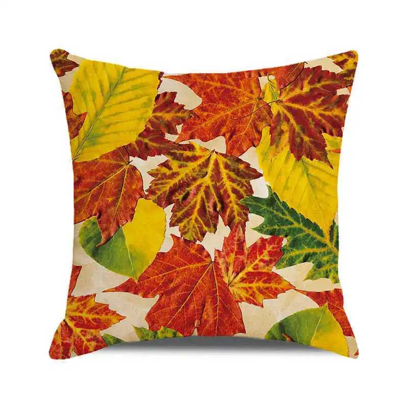 Happy Thanksgiving Autumn maple leaves Digital printing short plush pillow covers for car sofa office cushion cover home goods G251124