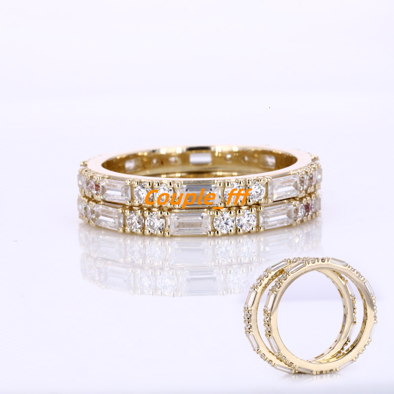 Starsgem Yellow Gold Jewelry baguette Step Cut DEF VVS Moissanite 14k Solid Gold Ring