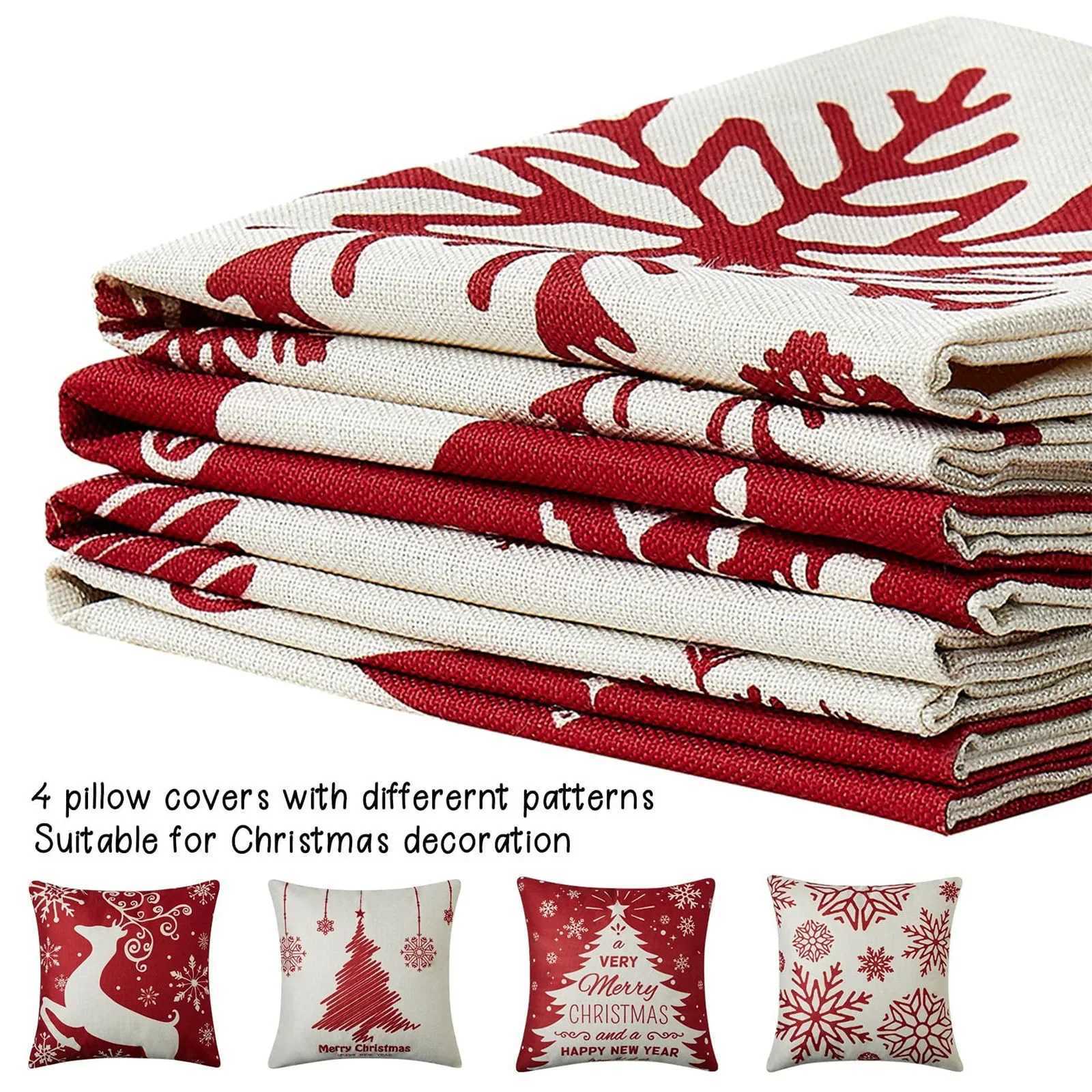 Christmas Pillow Covers Christmas Decorations Throw Pillow Covers Set Of 4 Throw Pillow Cases With Holiday Decor G251124