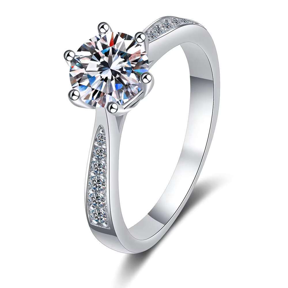 PYQ Luxury 925 Sterling Silver Moissanite Engagement Ring New Model Adjustable Size Jewelry for Women 1ct 2ct