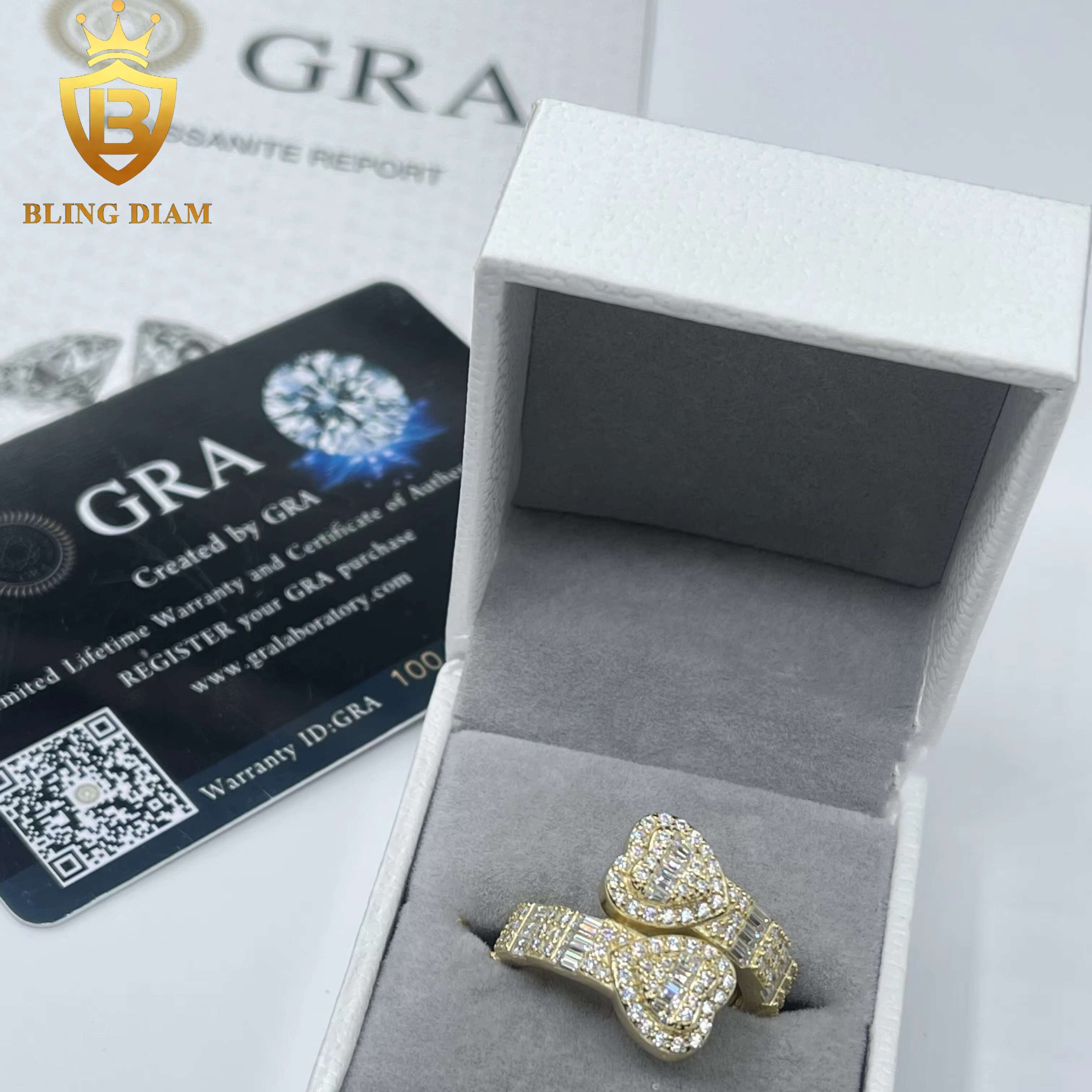 Ready to Ship Fashion Jewelry VVS Moissanite Diamond Two Heart Shape Ring Women Mens Rings 925 Solid Silver