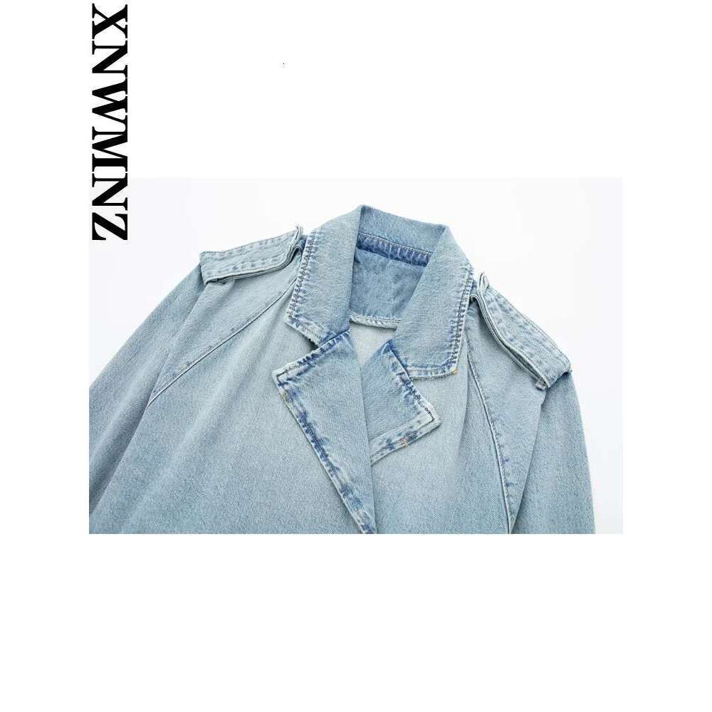 Designer Clothes XNWMNZ Women Fashion Spring Autumn Denim Trench Coat Simple Casual Short Belt Double Breasted High Street Female Jacket Top