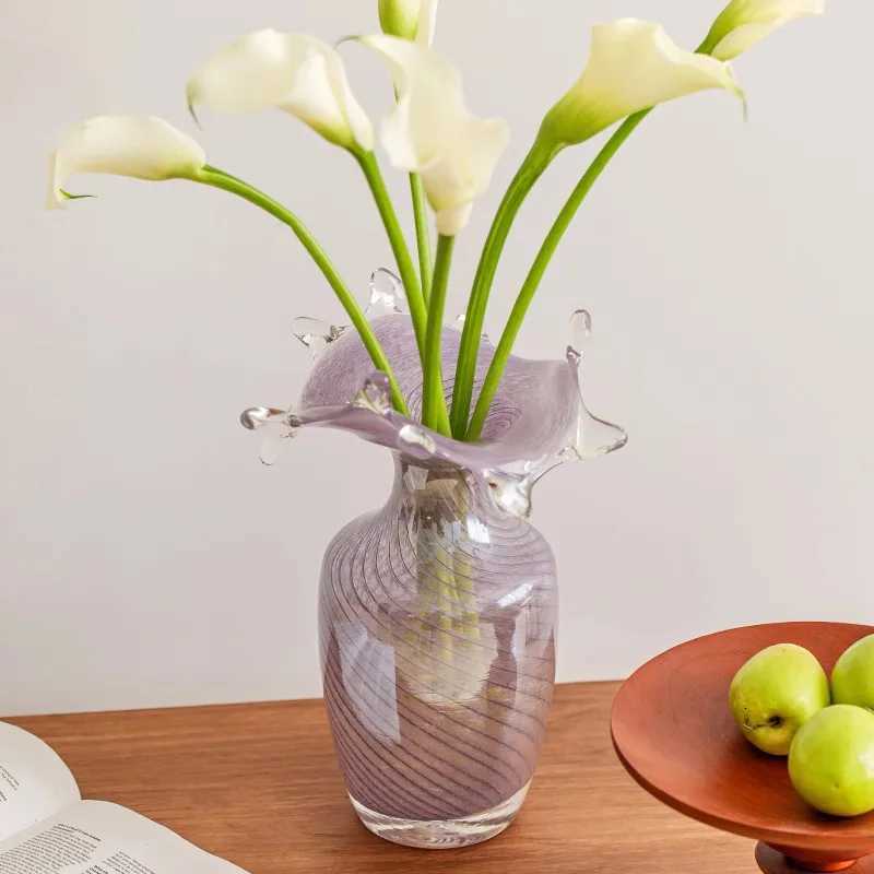 Light Luxury Purple Glass Vase Decoration Hydroponics Flowers Living Room Desktop Flower Arrangement Decoration C251124