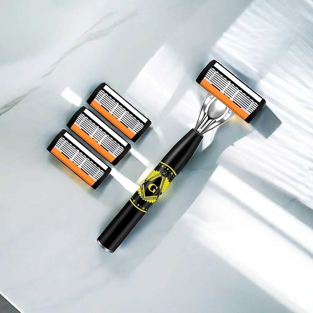 6 Layers Shaver Razor 1 Razor Holder 6 Blades Head Cassette Shaving Razor Set Blue Body Face Hair Removal Knife Women Men L251124