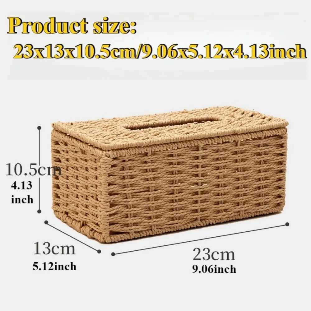 1PC Rattan Tissue Box Home Decoration Handmade Desktop Decoration Simple Retro Tissue Box Storage Caja De Pauelos Hecha A ManoM251124