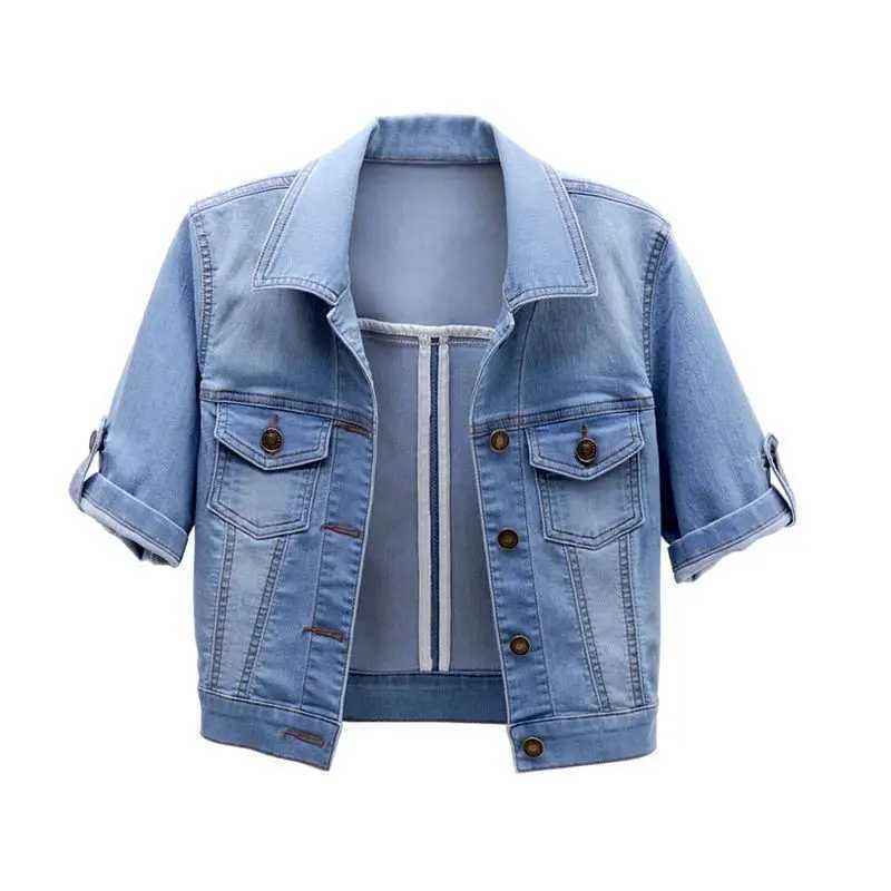Denim Jacket Women Short Sleeve Jean Jacket Woman Elastic Comfortable Denim Coat Chaqueta Vaquera Mujer Veste Jeans Femme J251124