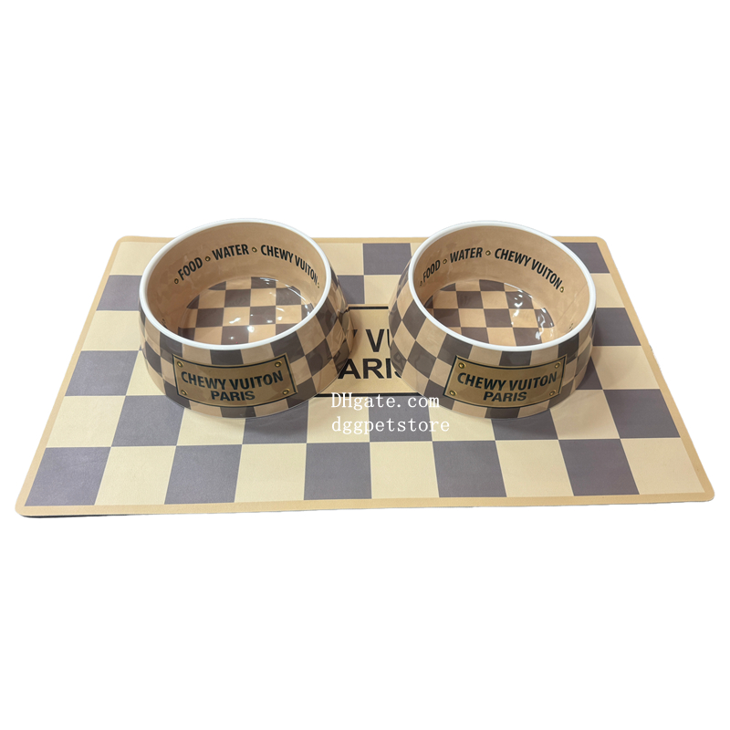 Designer Dog Bowls With Placemat Puppy Cat Feeder Non-slip Crash French Bulldog Bowl For Small Dogs Dishwasher Safe Food Grade Non-Skid BPA-Free Malamine Bowls J14