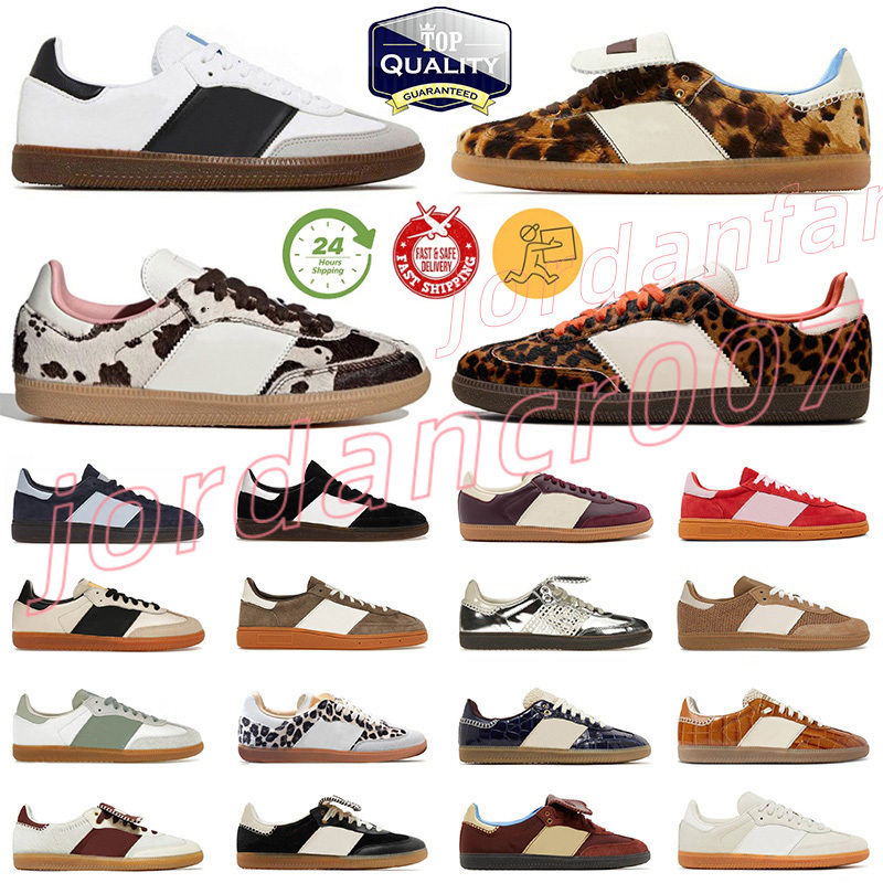 Designer Sambaa Shoes Leopard Print Sneakers Woman Man Shoes Cow Print Black White Silver Metallic Plate-forme Womens Mens Shoes Platform Trainers Sports Dh gate