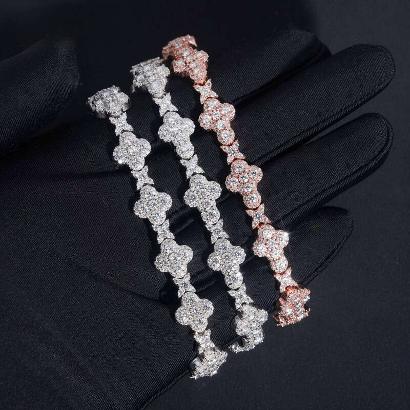 Premium Jewelry GRA Certificate Iced Out 10mm Sterling Sier Hip Hop Cross Moissanite Bracelet aaa