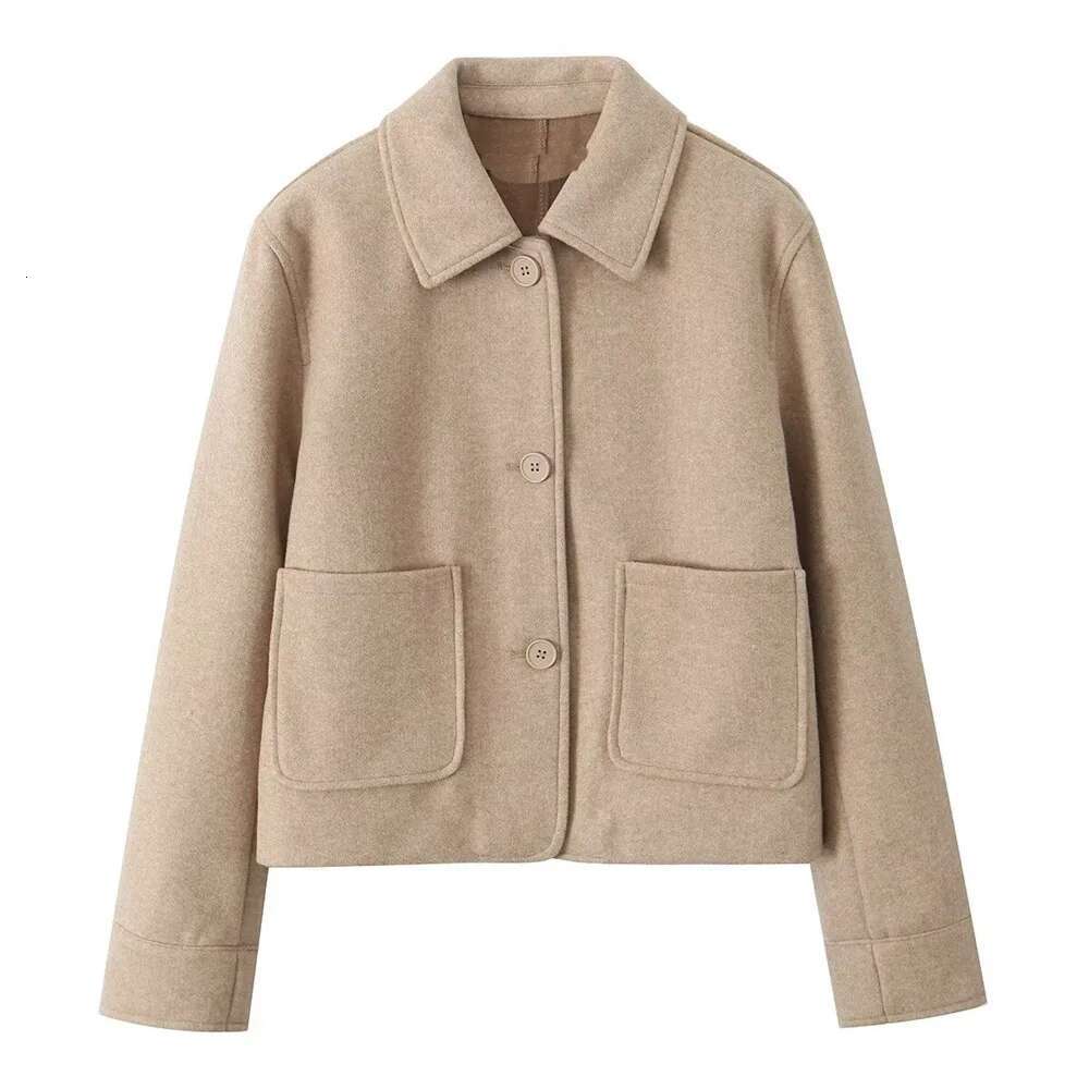 2024 RARF Loose Single Breasted Lapel Long Sleeved Short Pocket Decoration Soft Coat Women's Autumn And Winter New Item