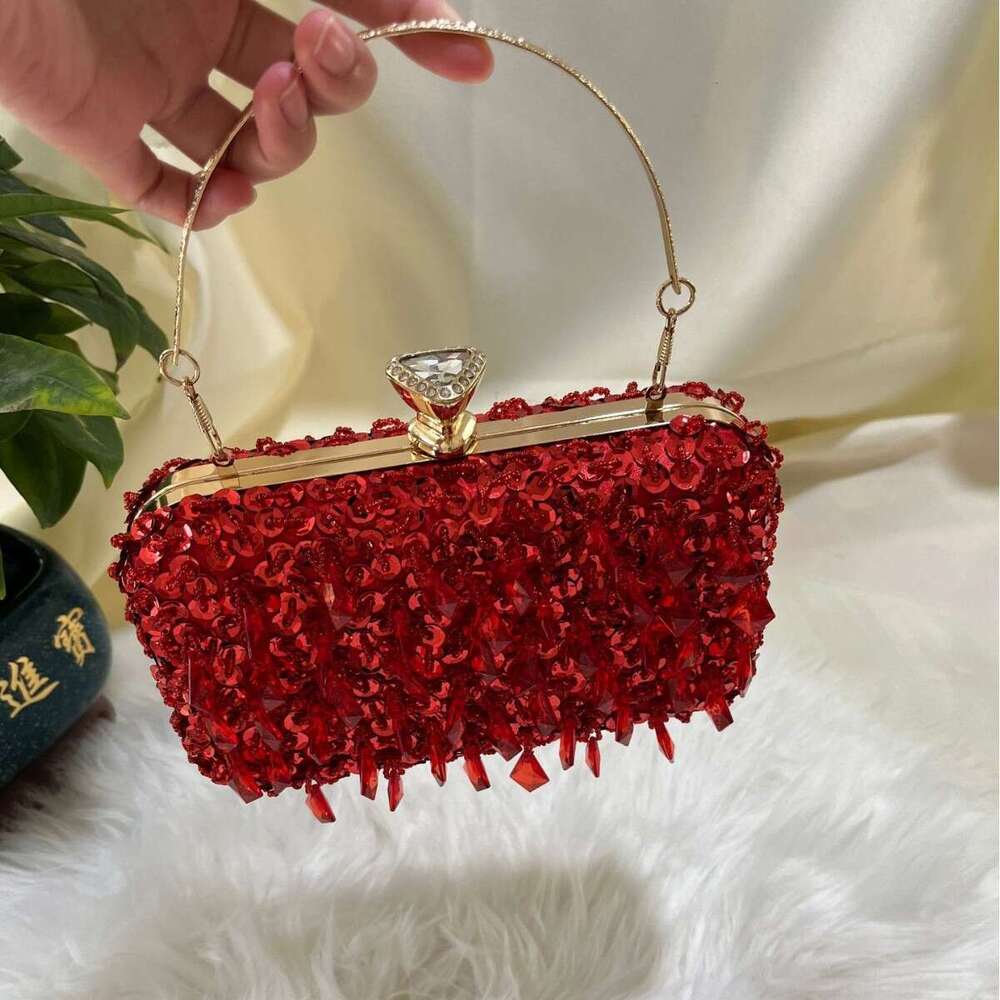 New Embroidered Beaded Glitter Handbag For Women, Fashion Handheld Crossbody Bag, Banquet Bag