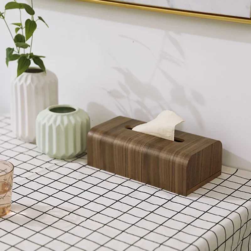 Luxury Living Room Tissue Box Walnut Wood Bathroom Paper Box Table Desktop Storage Box Wooden Tissue Case Home OrnamentM251124