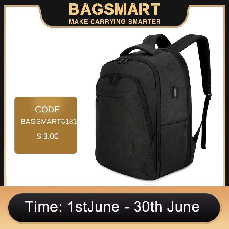 BAGSMART Men's Backpack Anti-Theft Large Waterproof Women School Bags Travel Bussiness Laptop Backpacks With USB Charging Port