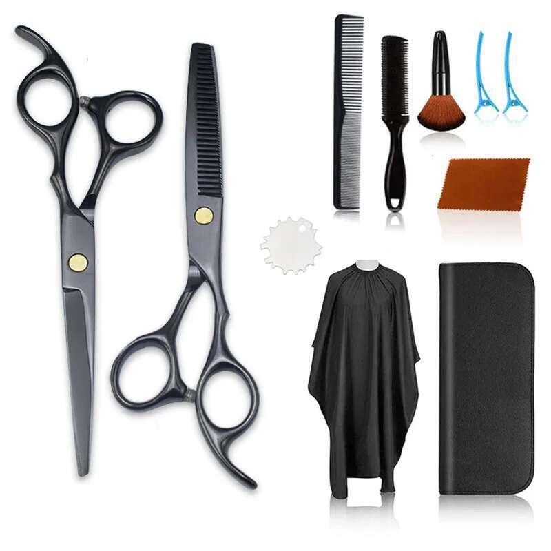 6 Inch Professional Barber Shop Stylist Straight Snips Thinning Suitable Home Use/Novice Hair Scissors Knife Set