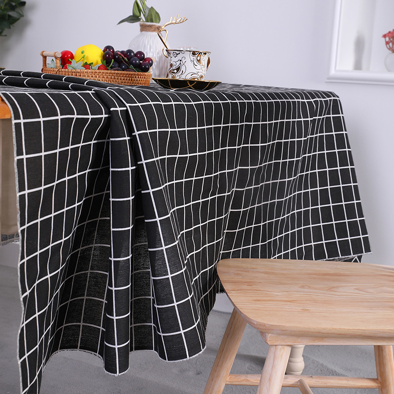Simple and fresh cotton and linen checkered tablecloth, dining table fabric, home use, tablecloth, placemat YCD401