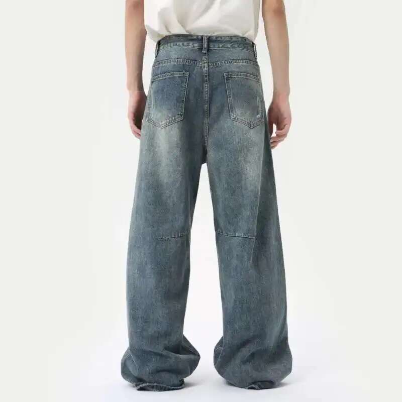 IEFB American Style Denim Pants Washing Fashion Loose Men's Straight Trousers Casual Wide Leg Jeans New Summer 2024 9C6303