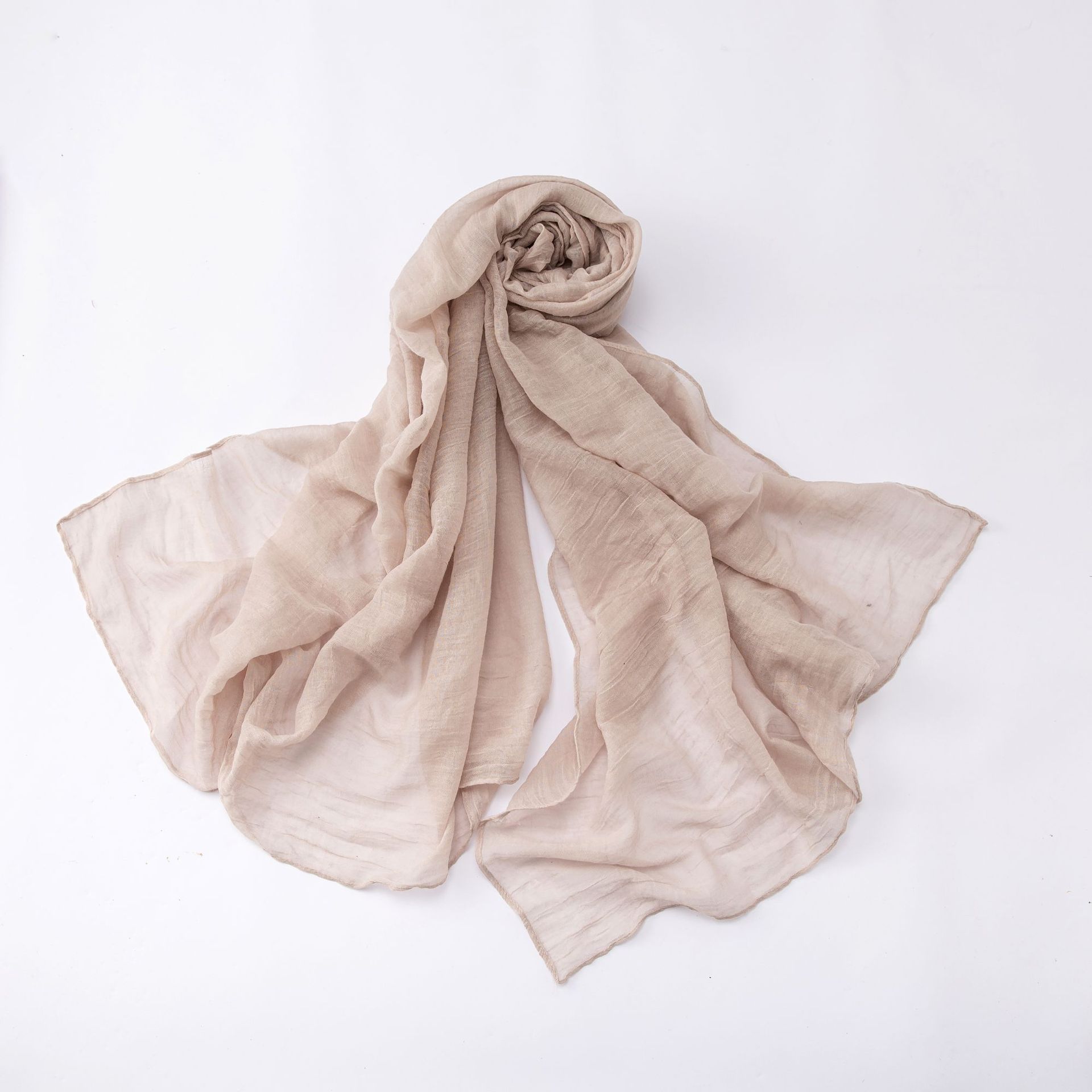 K498 New fashion breathable micro-stretch scarf natural wrinkle soft long scarf solid color scarf