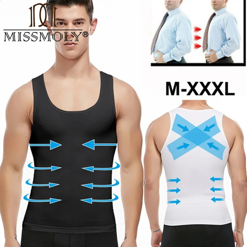 MISSMOLY Mens Body Shaper Slimming Posture Vest Belly Abdomen Corrector Compression Abs Waist Trainer Shaping Fat Burn Corset 250424