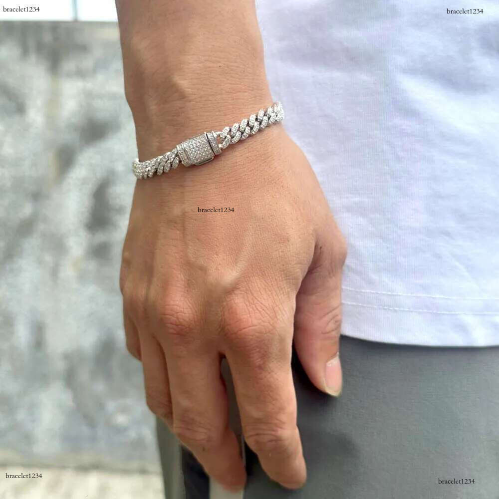 bracelet pendant necklaces fine jewelry 8mm VVS moissanite necklace cuban k sterg sier women men chain miami cubank Free delivery