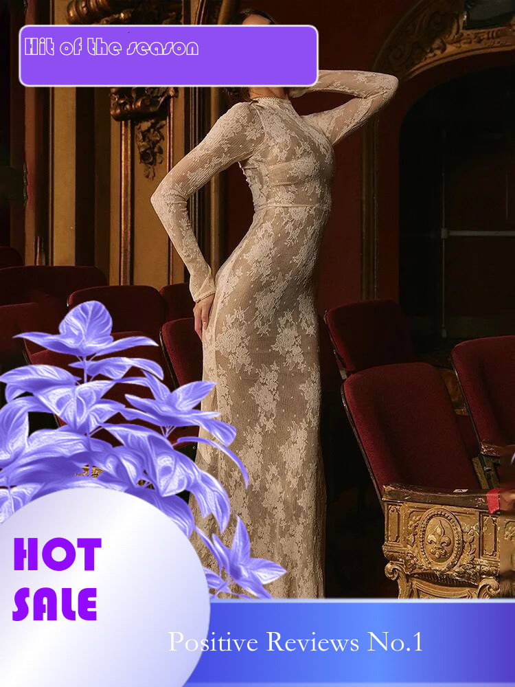 Dongdumaoyi Townlike Floral Lace Mermaid Midi Long Dress Women Autumn Winter Hollow Out Nightclub Sexy Party Dresses With Lining