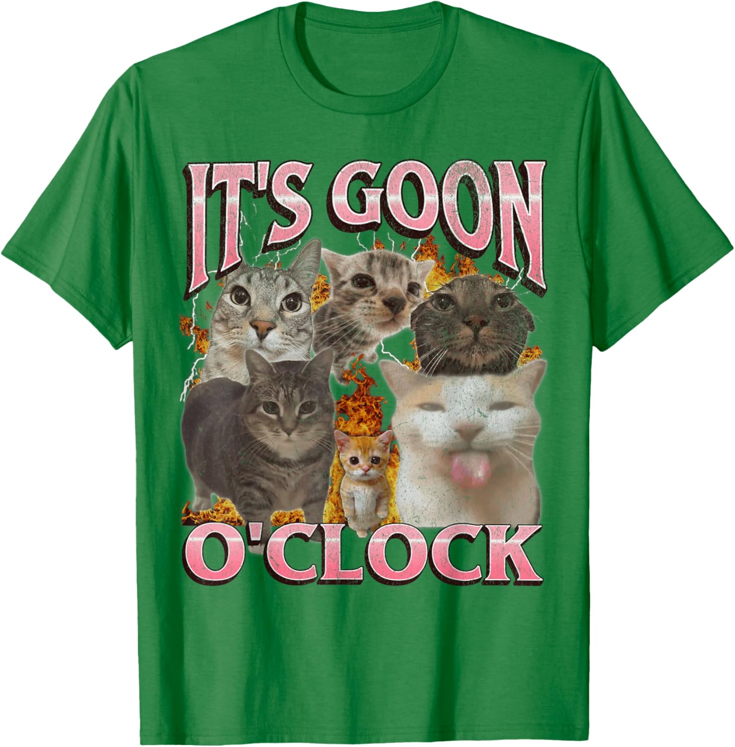 Gooning O'clock Funny Cat Meme Bootleg Graphic T-Shirt 100%Cotton Soft breathable comfortable casual sports Halloween and Christmas gifts Unisex 