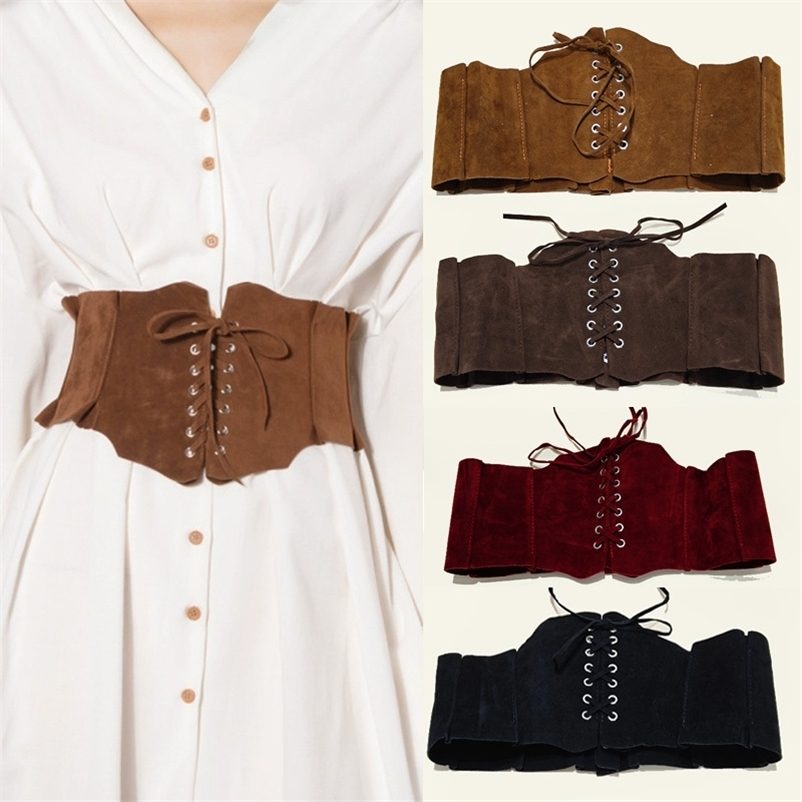 Boho Suede Pu Leather Corset Belt For Women Wrap Around Obi Style Cinch Waistband Black Cummerbund Brown Western Cowboy Belt 251114CJ