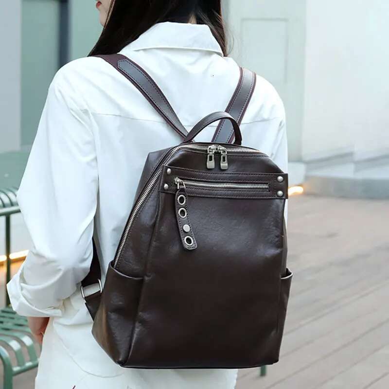 Designer Bag 2025 Women Backpack High Quality Genuine Leather Girls School Large Capacity Vintage Women's Bag Fashion Cowhide Backpacks Luxury Ba