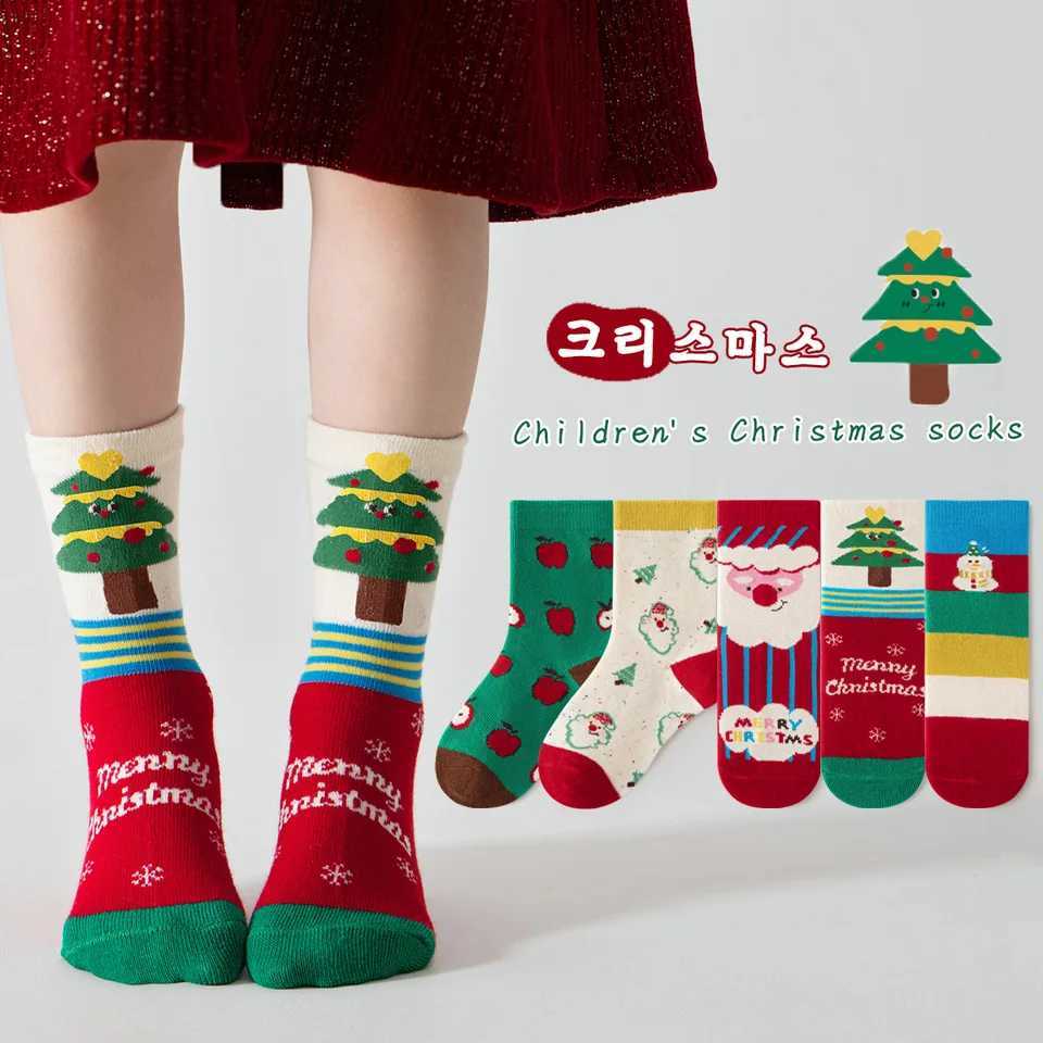 5Pair/Lot Baby Christmas Socks for Newborns Infant Short Socks Kids Socks Comfortable Christmas Stockings Autumn Winter Socks G251124