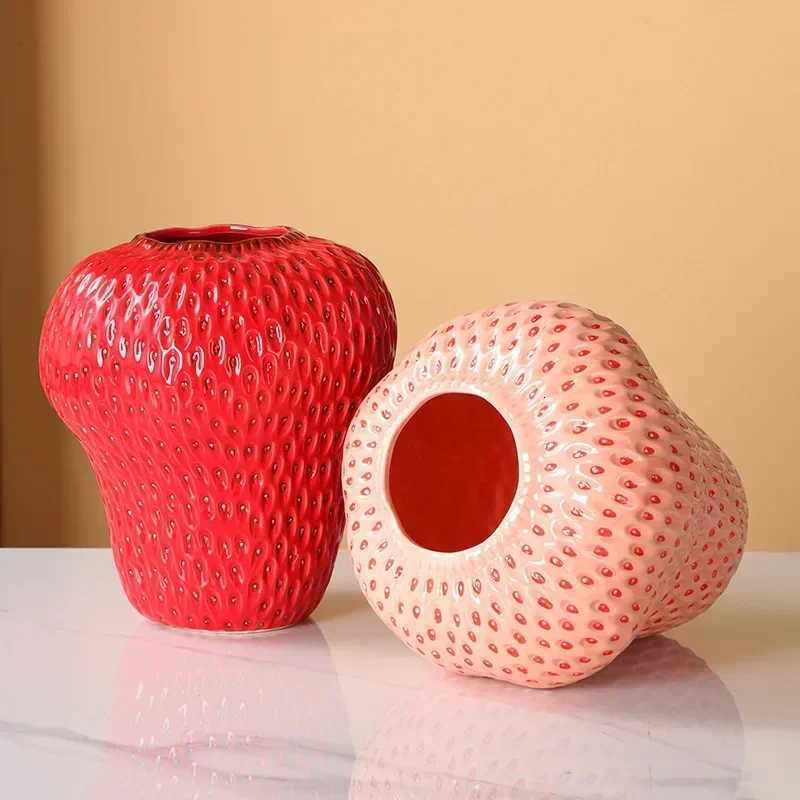 Ceramic Vases Cartoon Strawberry Vase Flowerpot Girl Children Room Living Room Decor Flower Pot Home Decoration Accessories C251124