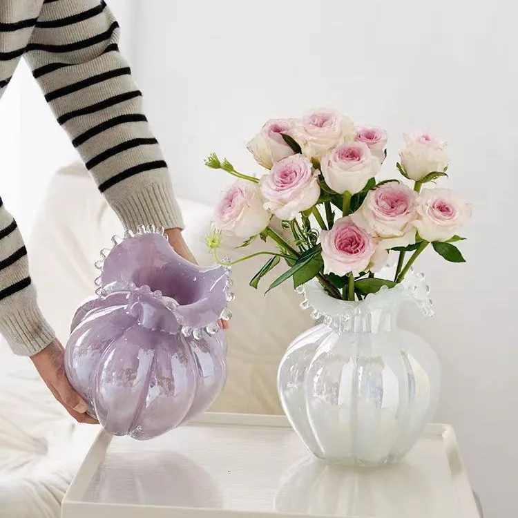 Modern Simple Glass Vase Creative Living Room Decor Light Luxury Furniture Handmade Vases Dining Room Table Vase Size 18x24cm C251124