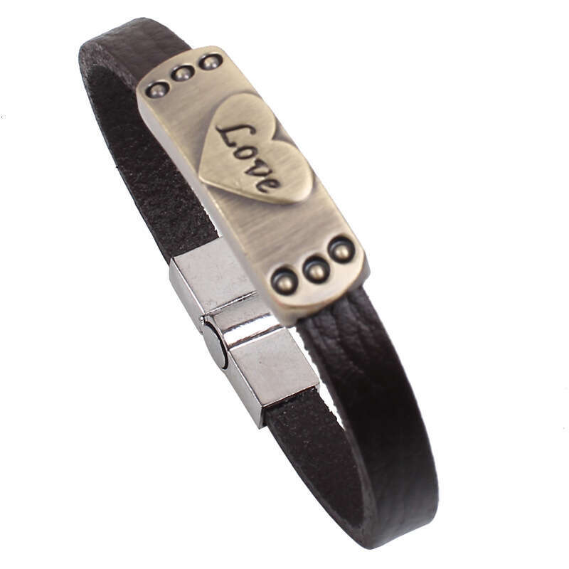Hot selling genuine leather jewelry, cowhide alloy imitation bronze magnetic buckle cross bracelet