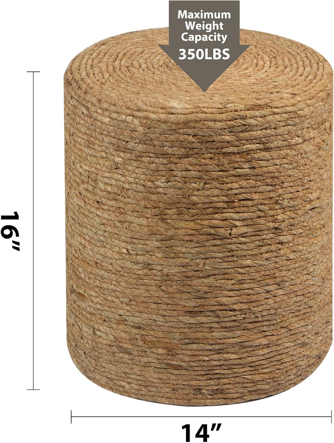 Natural Seagrass Foot Stool, Hand Weaving Round Ottoman, for Living Room, Outdoor Seat (Natural)