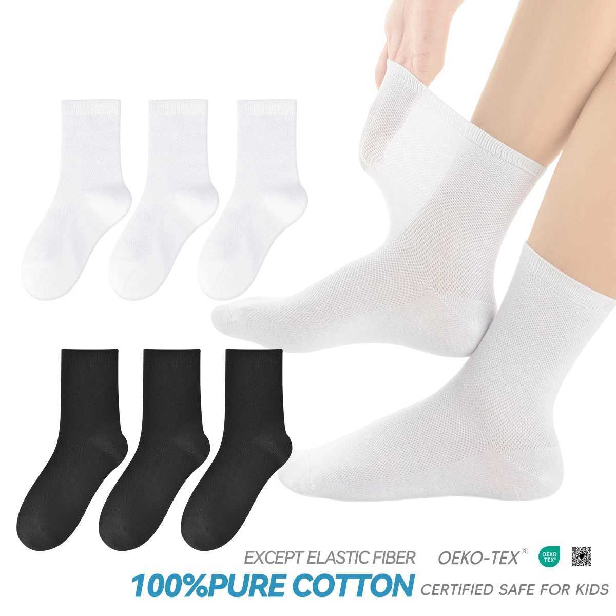 Childrens pure cotton seamless socksmesh thin mid-calf style for summer suitable for students to wear to school for sports G251124