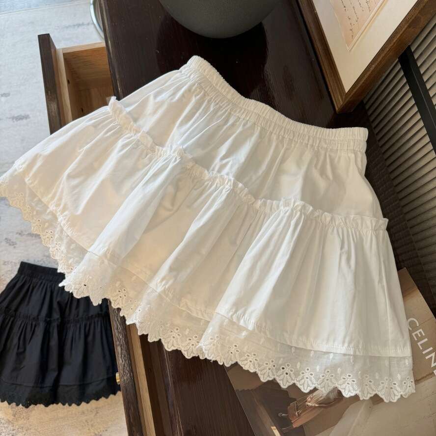 Wave Edge Sweet Half Women's 2025 Summer Outfit New Fashionable Waist Cinching College Style Short Casual Skirt Trend