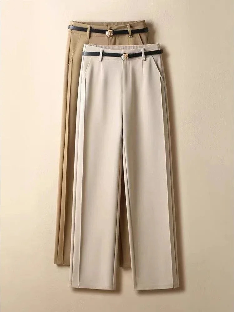 Suit Wide-leg Pants Womens Autumn Loose Casual Straight Womens Pants Gift Belt Simple Versatile Elegant Black Pants 250421