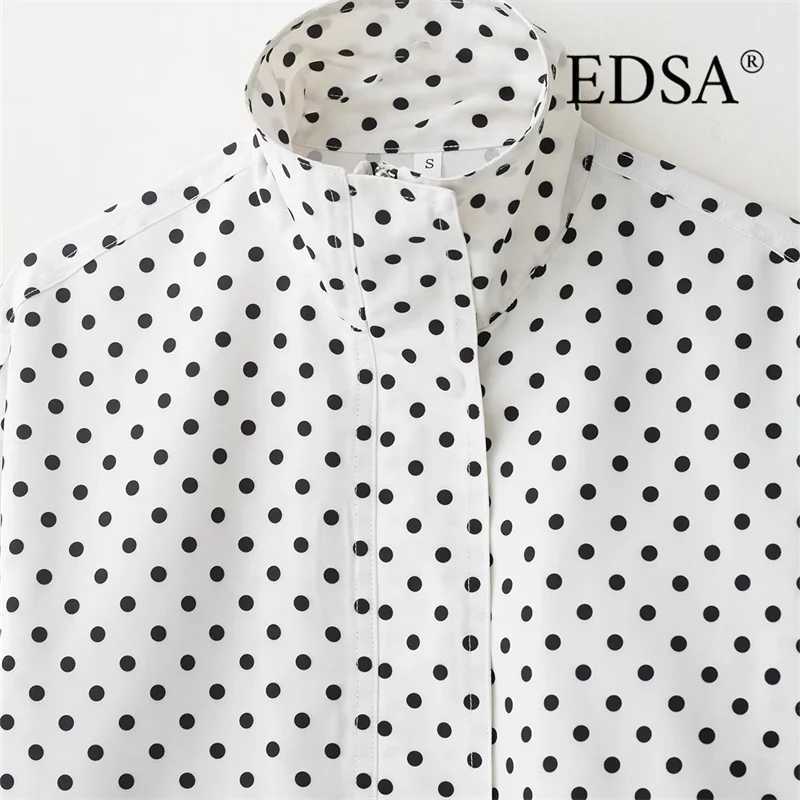 EDSA Women Polka Dot Jacket for Spring Autumn Side Zipper High Neck Casual Female Coat Outerwear J251124