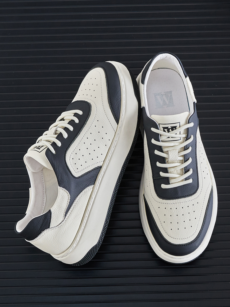 Head layer cowhide shoes men's shoes 2025 new fashion casual sneakers men's leather thick bottom men's black and white plate shoes