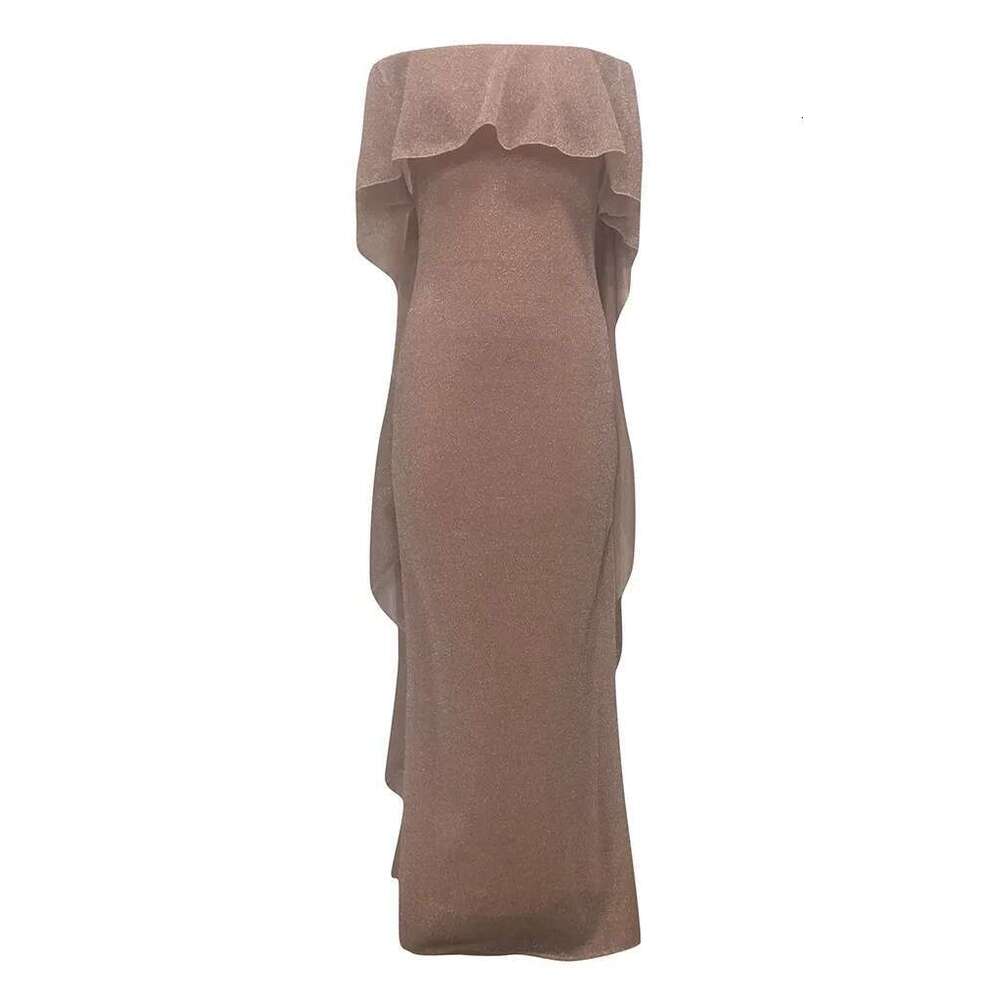 Designer Clothes Women's Sexy Solid Color Short Sleeve Sling Sequin Long Full Dress With Cloak Ropa De Vestidos Para Mujer Elegant Dresses